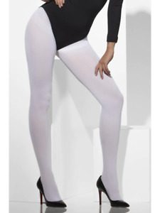 Opaque Tights White Tights Ladies Fancy Dress Accessory One Size