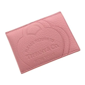 TIFFANY & Co. Return to Tiffany Card Case Leather Pink With Box Authentic - Picture 1 of 9