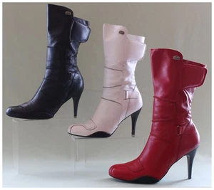 Buffalo Stiefel High Heels Lederstiefel Bikerstiefel Motorradstiefel (2498) - Bild 1 von 6