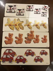 4 Willis Wooden Size Sequence Puzzle Cars Banana Cow Bear - Picture 1 of 4
