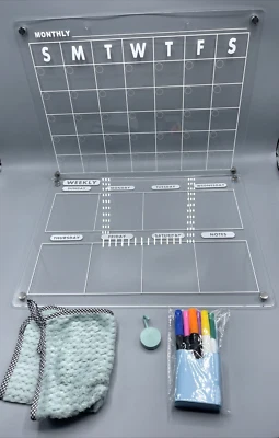 Set of 2 Refrigerator Acrylic Magnetic Calendar 16”X12"  Dry Erase Boards - Image 1 of 4