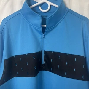 U Suck At Golf 1/4 Zip Pullover Long Sleeve Shirt Size XL Blue Golfing Pattern - Picture 1 of 5