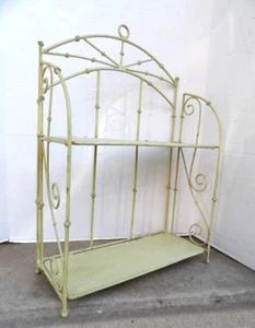 Estante de exhibición plegable vintage de metal con aspecto de bambú verde en muy buena condición - Imagen 1 de 10