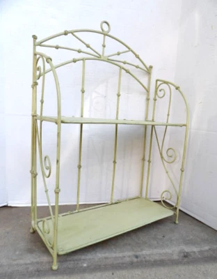 Vintage Metal Bamboo Look Folding Wall Mount Display Shelf Scrolls Green VGC - Image 1 of 4