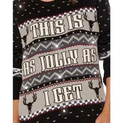 Lights Up THIS IS AS JOLLY AS I GET Ugly Christmas Holiday Sweater NEW L/XL - Image 1 of 4