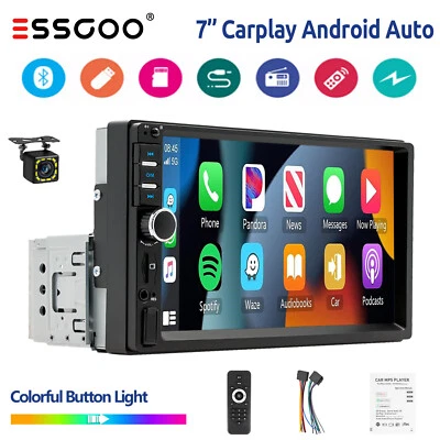 Autoradio 1 DIN 7 pollici Carplay Android Auto mit 12LED-Kamera BT FM USB AUX TF - Immagine 1 di 4