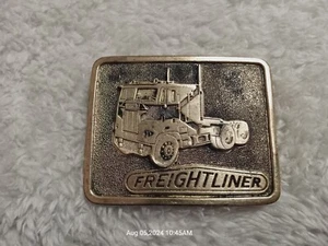 1978 "White Freightliner Motor Corporation" Semi Truck Brass Belt Buckle - Picture 1 of 8