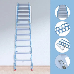 Escalera de ático montada en la pared escalera plegable 12 peldaños escalera abatible - Imagen 1 de 12