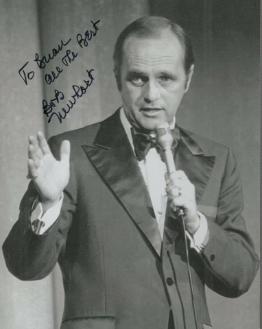 BOB NEWHART authentic hand signed 8x10 photo      RARE POSE ON STAGE    To Brian Cover