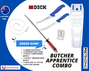 Combo de aprendiz de cuchillo de carnicero F.Dick de 4 piezas con cuchillos gruesos de acero, bolsa y cadena - Imagen 1 de 9