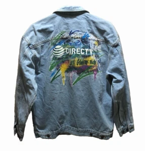 DirecTV NFL Sunday Ticket Football Vintage 90s Blue Denim Trucker Jacket M - Picture 1 of 2