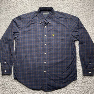 Lyle & Scott Button Down Shirt Mens Large Tartan Plaid 80s 2 Ply Cotton - Picture 1 of 9