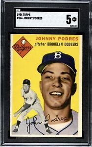 1954 Topps Johnny Podres #166 SGC 5 “EX” Brooklyn Dodgers “CENTERED” BEAUTY