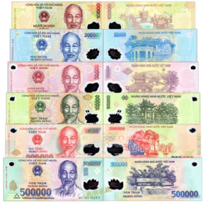 6pcs Vietnam 10000 -100000 20000 500000 Dong BANKNOTE CURRENCY VND UNC - Picture 1 of 1