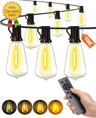 Cadena de luces LED conectables impermeables ST38 100 PIES para patio tira de luz Foto 1 de 4