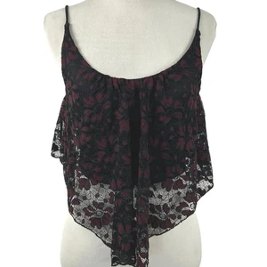 Poetry Women Sleeveless Lace Asymetrical Tank Top Red Black Fairy Size Small - Picture 1 of 6