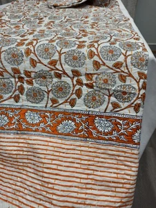 Ethnic Indian Kantha Quilt Bedspread Bedding Throw Cotton Blanket Hand Block Art - Picture 1 of 6