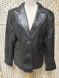 Blazer negro grande chaqueta de cuero Pelle Studio Wilsons para mujer - Imagen 1 de 11