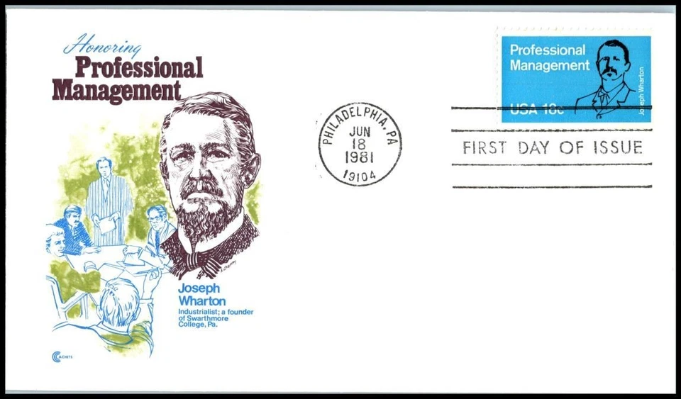 1981 Management Sc 1920 FDC Cachet Craft CCC business education Wharton school - Image 1 of 1