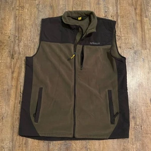 Caterpillar Mens Fleece Vest Full Zip Pockets Large Black olive green - Picture 1 of 9