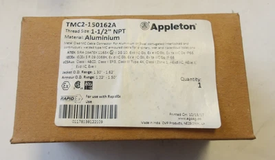 APPLETON P/N:TMC2150162A METAL CABLE CONNECTOR ALUMINUM 1-1/2" NPT - Image 1 of 4
