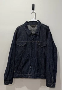 Vintage Polo Jeans Co Ralph Lauren Dark Blue Denim Jean Trucker Jacket Size XL - Picture 1 of 4
