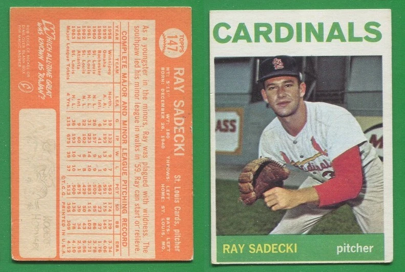 Béisbol Topps 1964 ~~~ Ray Sadecki ~~~ No. 147 ~~~ Envío/S GRATIS Foto 1 de 1