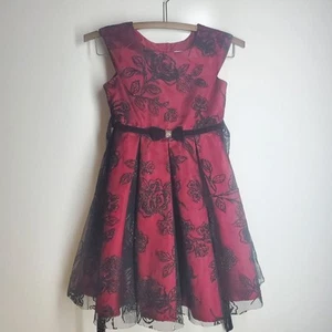 Jona Michelle Dress Red with Black Overlay - Picture 1 of 7