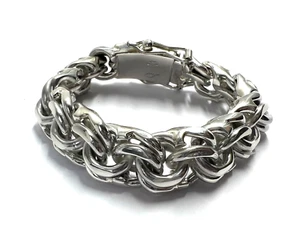 Heavy Taxco Mexican 925 Sterling Silver Garibaldi Chain Bracelet. 7.5",208 grams - Picture 1 of 14