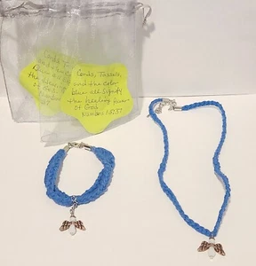 Christian Blue Double Braided Rope Cord Bracelet & Necklace with Angel Pendant. - Picture 1 of 7