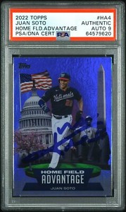Juan Soto Signed 2022 Topps Home Field Advantage SSP Card #HA-4 Psa MINT 9 AUTO