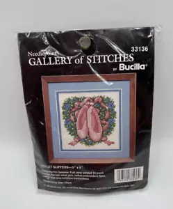 Kreuzstich-Kit von Bucilla 33136 BALLETTSCHUHE rosa 5 x5"" Neu aus altem Lagerbestand Vintage 1990 - Bild 1 von 2