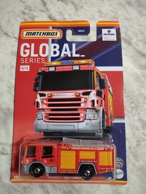 2021 Matchbox Global Series #9 Scania P 360 Fire Truck RED / FRANCE / MOC, FS US - Image 1 of 2