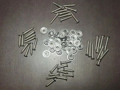 40 雪佛兰 #8 x 3/4" 7/8" 1" 1-1/8" 带 #6 头不锈钢踢门板螺丝 GM — 第 1/4 张图片