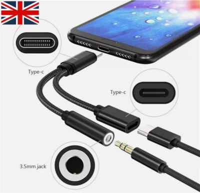 High Efficiency Type C to 3.5mm Earphone Charging Adapter for Huawei Samsung, - Image 1 of 4