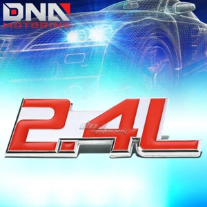 STICK ON 3D POLISHED CHROME RED BODY METAL EMBLEM TRIM BADGE LOGO 2.4L 2.4 L - Bild 1 von 2