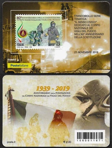2019 Italia tessera filatelica Vigili del Fuoco II emissione - Foto 1 di 1