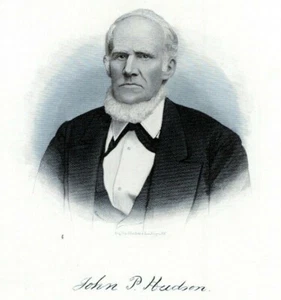 JOHN P HUDSON ST GEORGE'S DELAWARE 1880s Portrait Steel Engraving Art Print - Picture 1 of 2