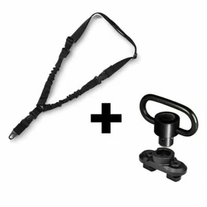 Tactical One Single Point Bungee Sling Gun Rifle Strap W/ M-LOK QD Sling Swivels - Picture 1 of 41