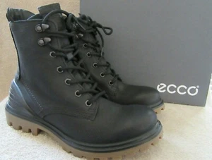 ECCO Tredtray Negro Guijarros Botas de Cuero Nubuck Zapatos EE. UU. 8 - 8.5 EUR 39 NUEVAS - Imagen 1 de 9