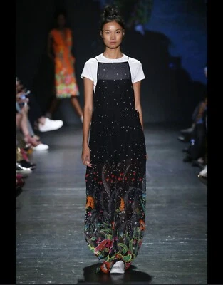 Vivienne Tam 2017 Runway Silk Blend Modern Jumper Flowing Dress Sz M Dry Cleaned - Imagem 1 de 4