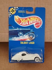 Hot Wheels 1990 Blue Card #22 Talbot Lago White w/ Whitewalls - 10 Speed Points
