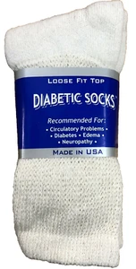 Crew-Diabetikersocken Größe: 10-13, vom Arzt zugelassen (für Schuhgröße 7 bis 11 1/2) weiß - Bild 1 von 4