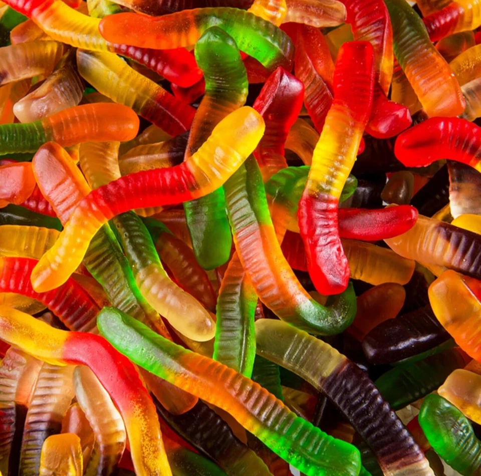 Жевательные черви фруктовый вкус оптом жевательные конфеты 2 фунта взвешенные конфеты 2 фунта (32 унц) - Изображение 1 из 3