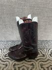 Lucchese Cowboy Roper Western Boots Burgundy Dark Cherry Leather Mens Size 10D