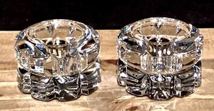 Stunning Pair Of Pinwheel Crystal Candle Holders 2”tall 3” Across - Picture 1 of 6
