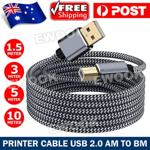 Printer Cable USB 2.0 Type A Male to B for Brother Epson Canon Scanner - Picture 1 of 13