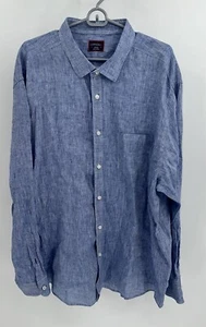 Untuckit Shirt Men's XXXL-T Blue 100% Linen Blue Long Sleeve - Wrinkle Resist - Picture 1 of 7