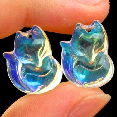 2 Piezas 18x13mm Tallado AB Blanco Arco Iris Titanio Cristal Zorro Colgante Cuentas 629SJ Foto 1 de 2