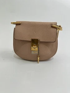 CHLOE Grained Lambskin Mini Drew Shoulder Bag Cement Pink - Picture 1 of 8